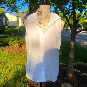 J. Crew white collared sleeveless button-down top